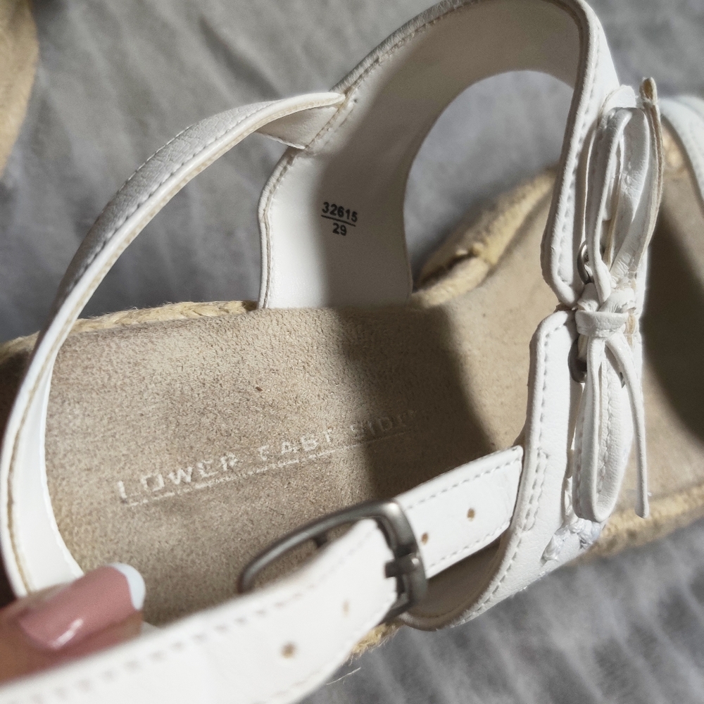 ❄️SOLD❄️VINTAGE Y2K Chunky White Floral Cottagecore Espadrille Woven Heels - Picture 5 of 8